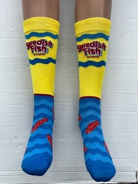 Swedish Fish Yellow & Blue Novelty Crew Socks